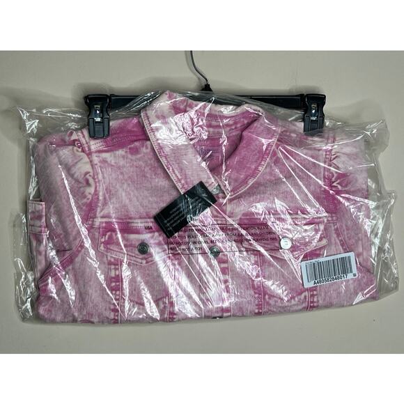 NWT Candace Cameron Bure Rose Quartz Denim Jacket Puff Shoulders Sz 6 Reg - Picture 7 of 7